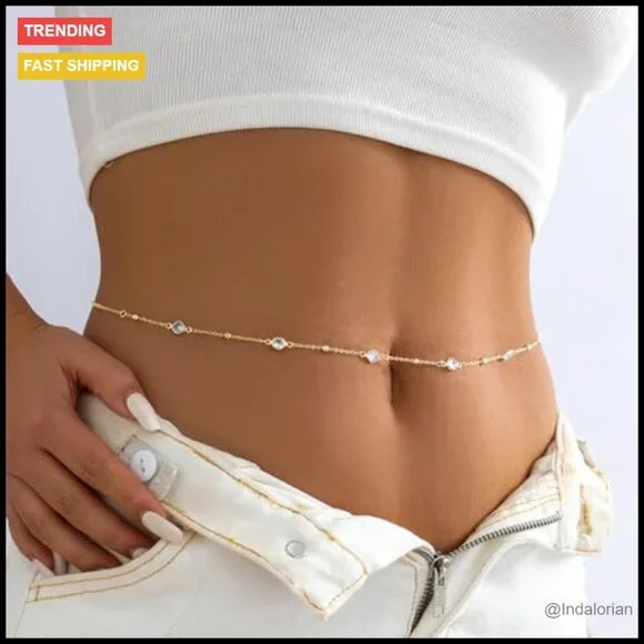 18K Gold Plated Waist Chains Adjustable Layered Body Jewelry - Picture 2 of 7